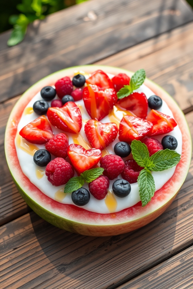 watermelon pizza with yogurt