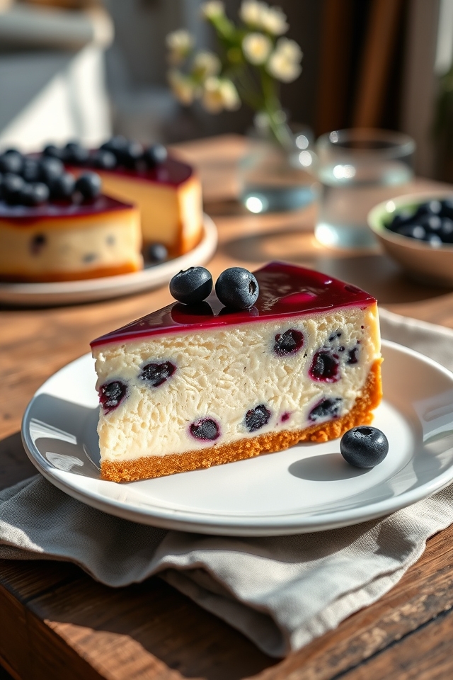 white chocolate blueberry cheesecake
