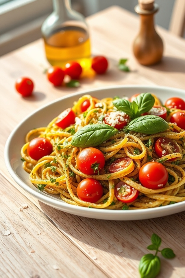 whole grain pesto tomatoes
