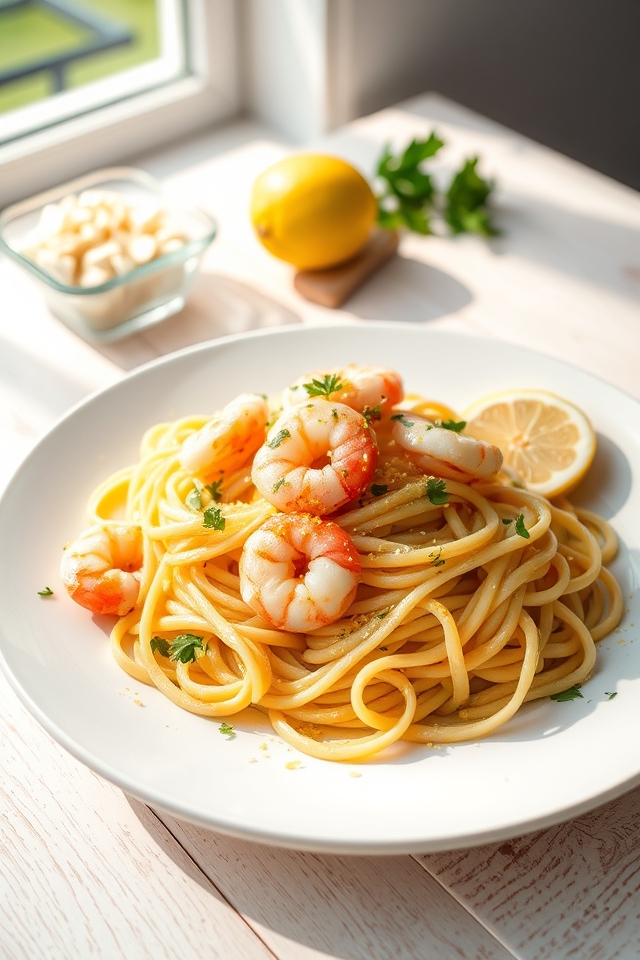 zesty lemony shrimp pasta
