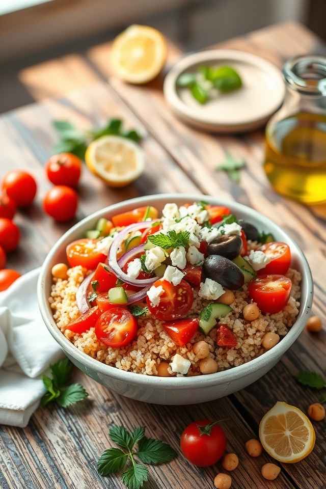zesty mediterranean quinoa bowl