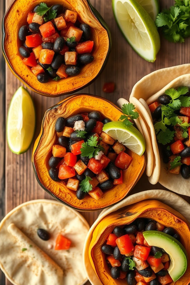 acorn squash black bean tacos