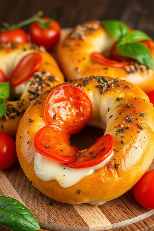 bagels topped with pizza