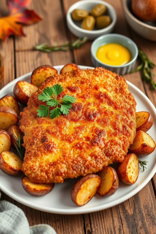 baked schnitzel with herbs