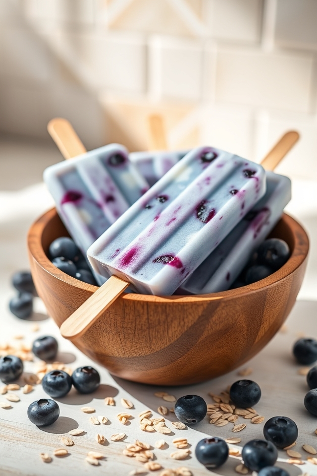 blueberry oatmeal breakfast popsicles