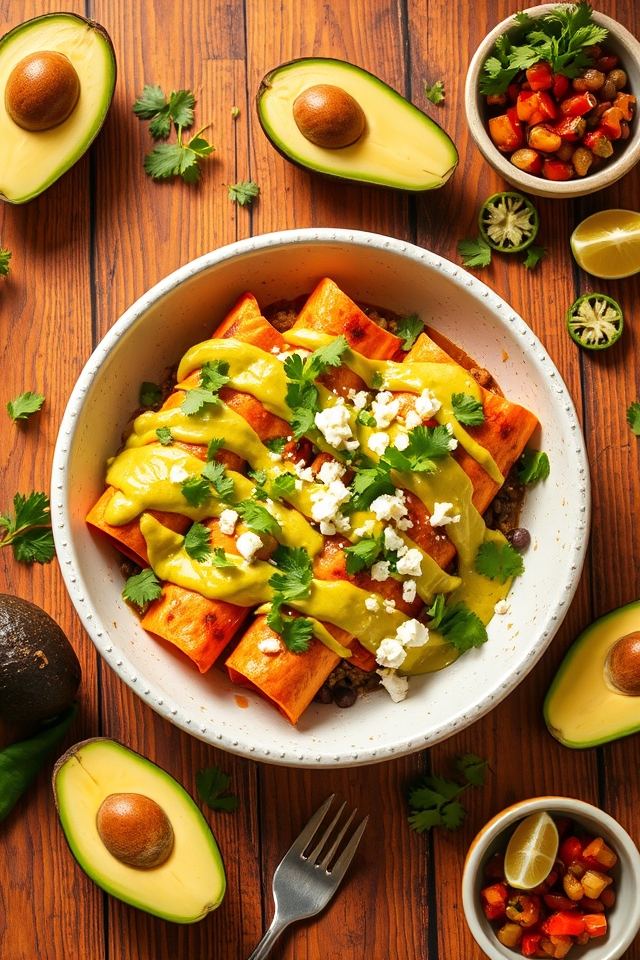 butternut squash black bean enchiladas