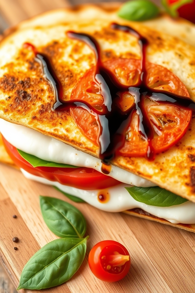 caprese inspired grilled quesadilla