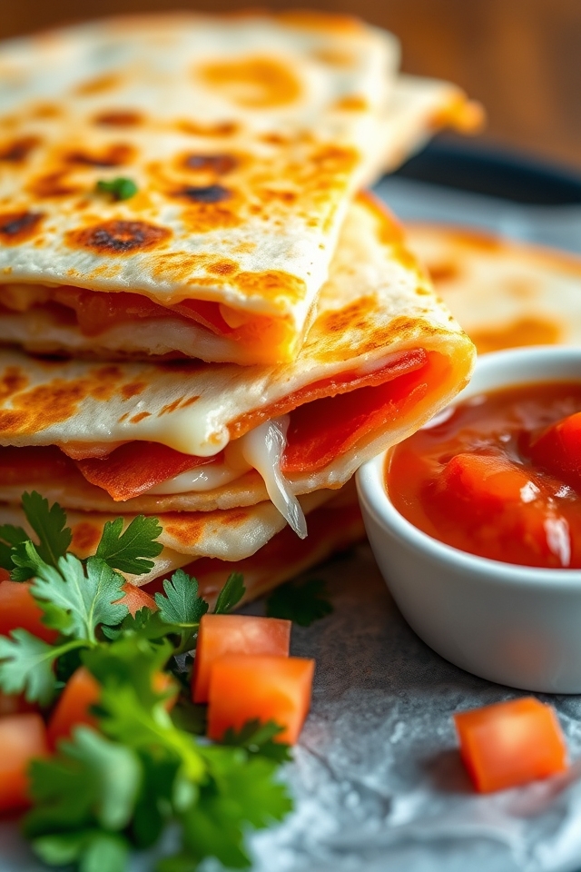 cheesy pepperoni pizza quesadillas
