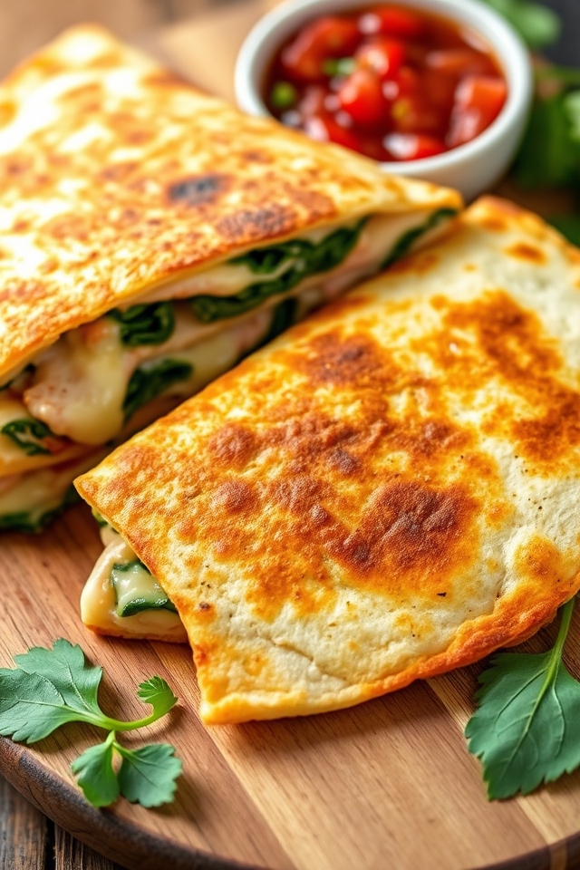 chicken spinach quesadilla delight