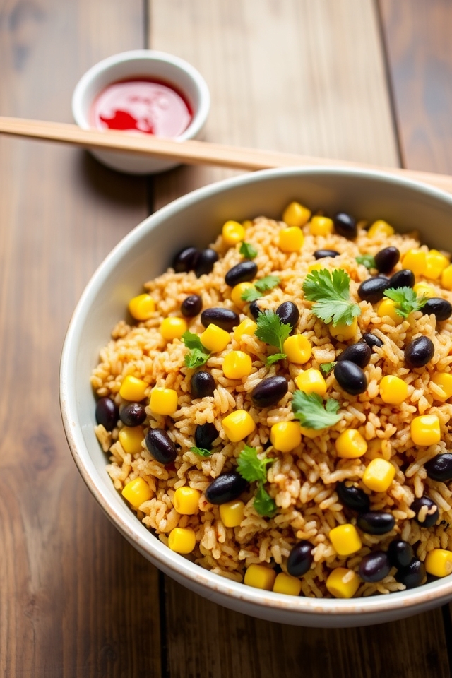 colorful black bean rice