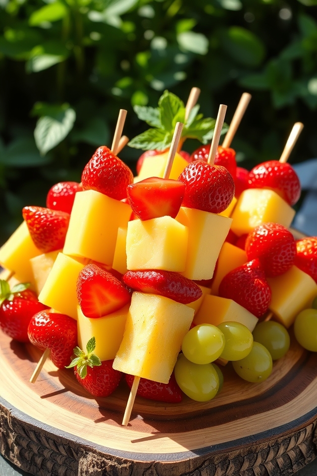 colorful nutritious fruit skewers