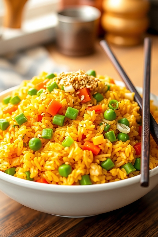 colorful nutritious vegetable rice