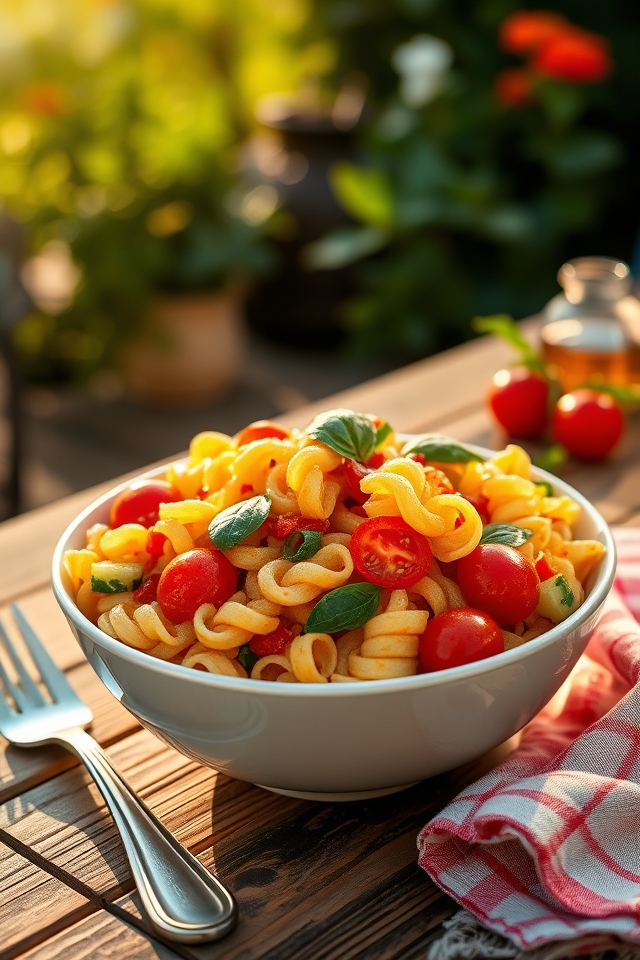colorful pasta salad dish
