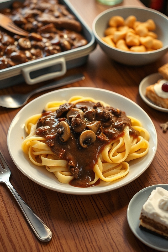 comforting beef stroganoff noodles