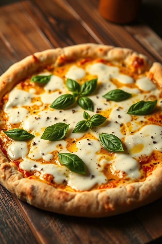 creamy alfredo cheese pizza