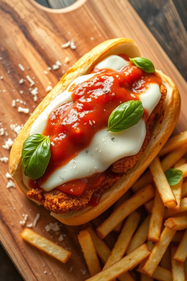 delicious chicken parmesan hoagie