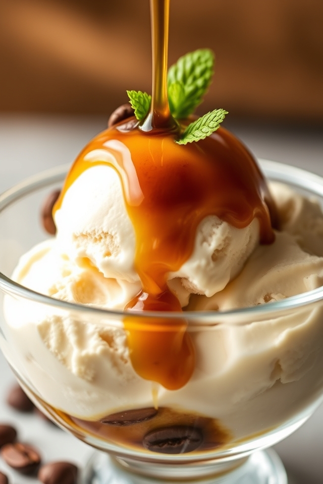 espresso over vanilla ice cream