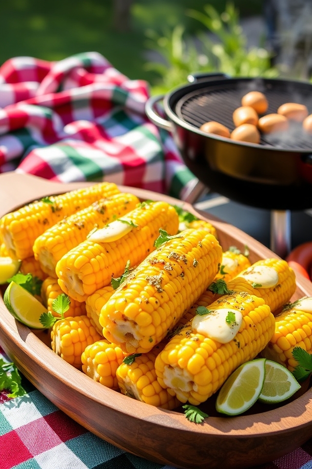 grilled corn with toppings