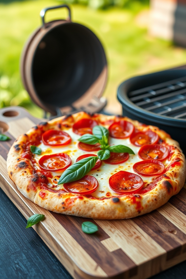 grilled pizza with pepperoni