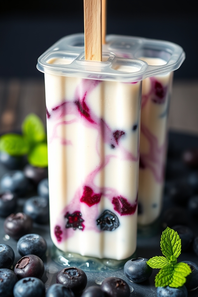healthy yogurt blueberry popsicles
