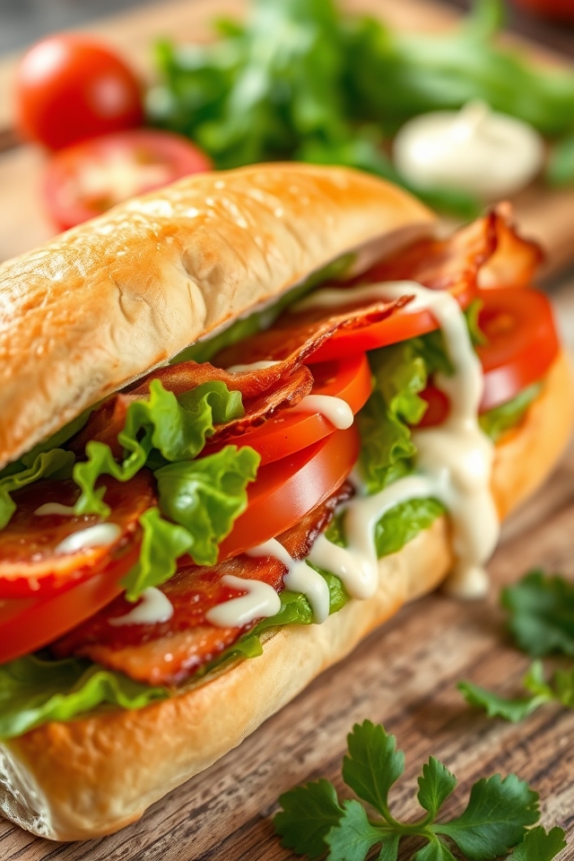 hearty bacon lettuce sandwich
