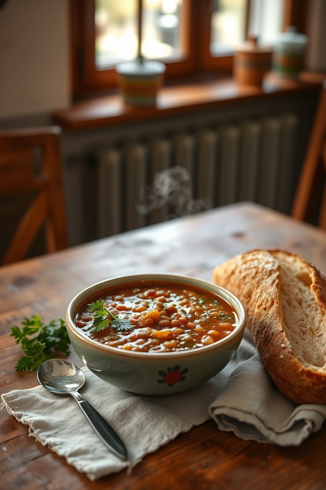 hearty lentil soup dinner