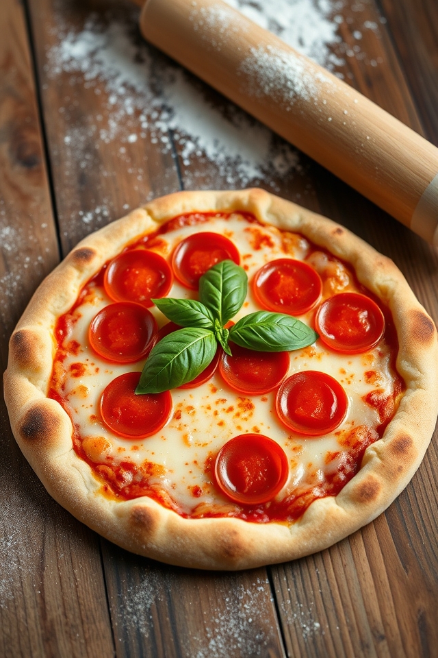 homemade pepperoni cheese pizza