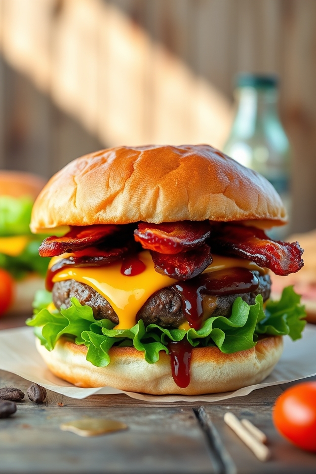 juicy bbq bacon cheeseburger