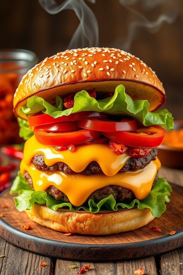 kimchi infused cheeseburger delight