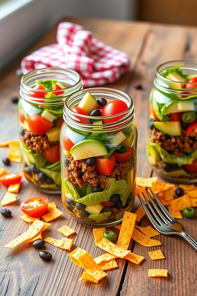 layered taco salad jars