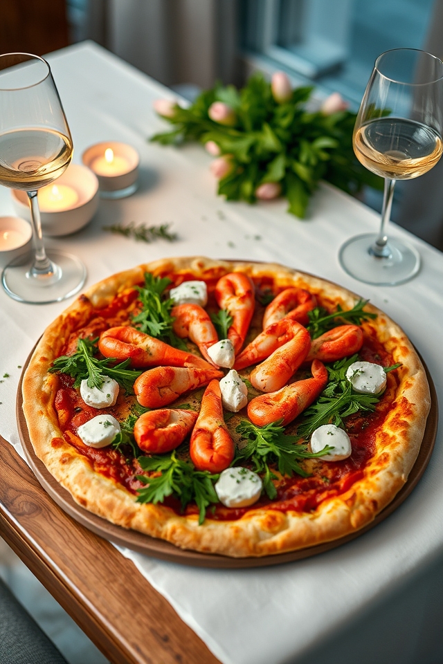 lobster pizza with arugula