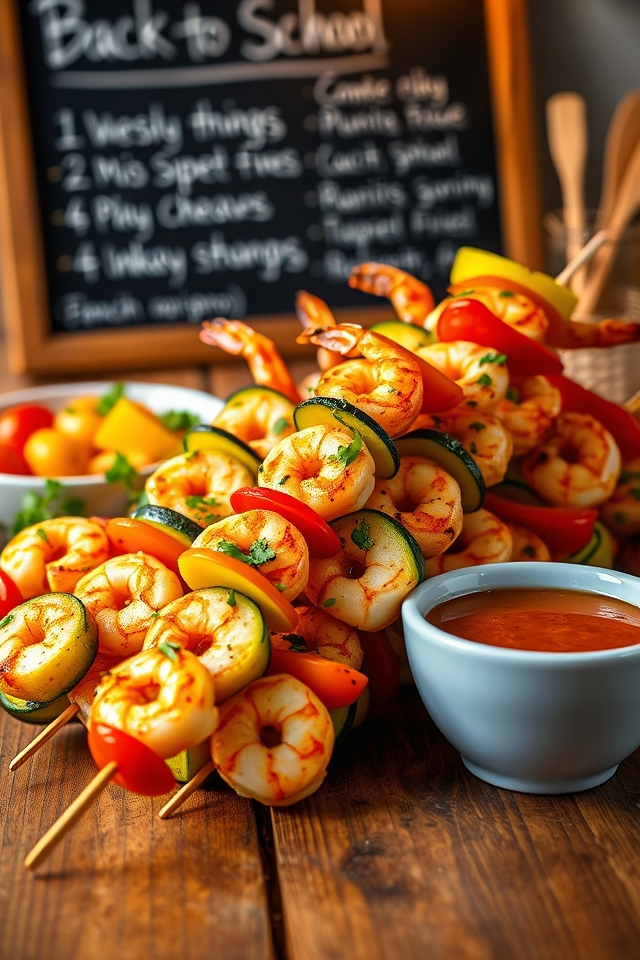 marinated shrimp vegetable skewers