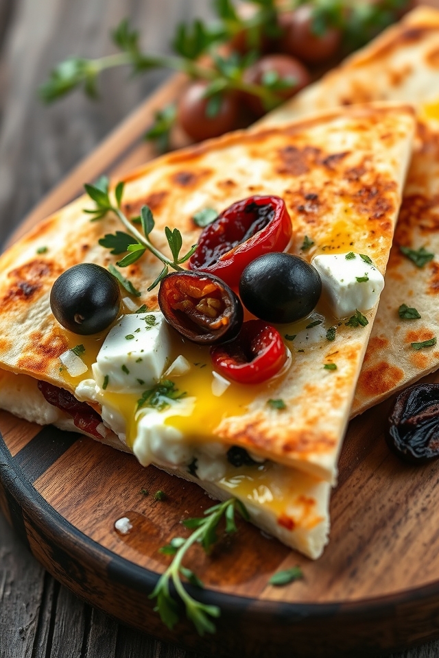 mediterranean inspired cheesy quesadilla
