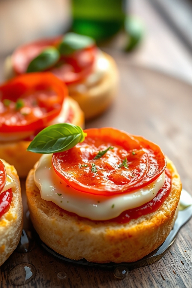 mini pizzas on muffins