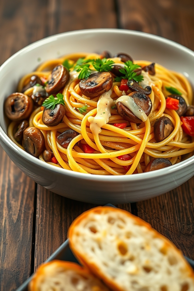 mushroom linguine with herbs