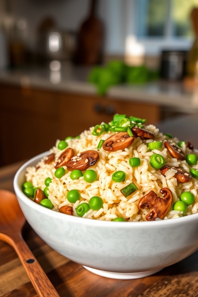 mushroom pea fried rice