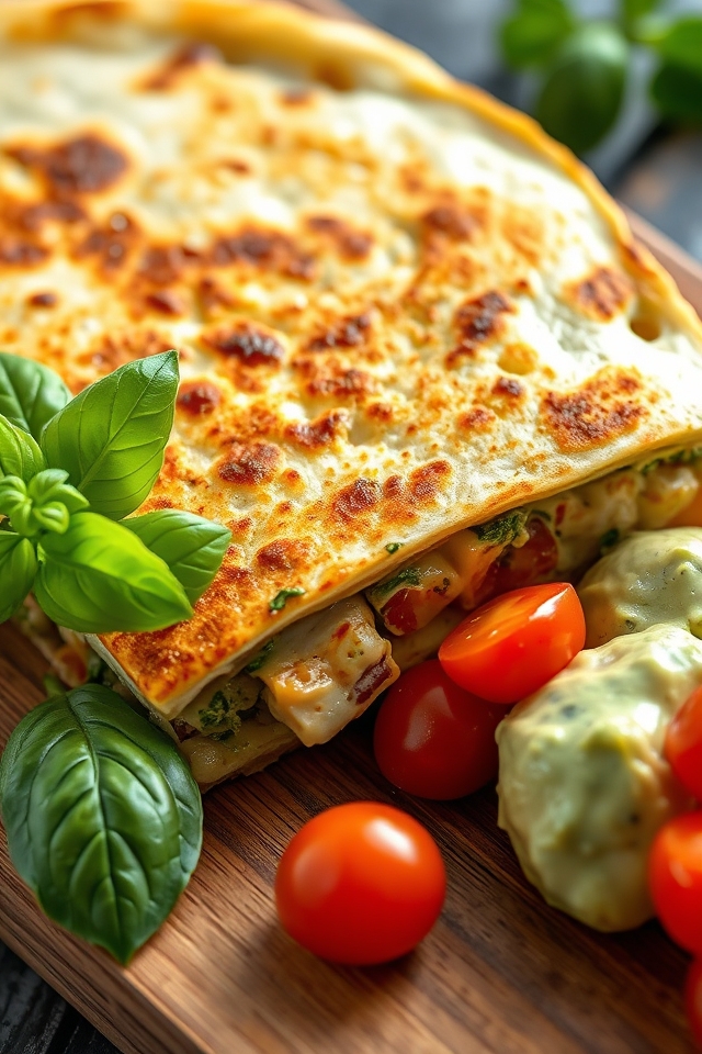 pesto chicken crispy quesadilla