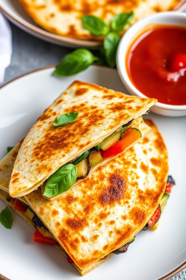ratatouille inspired cheesy quesadilla