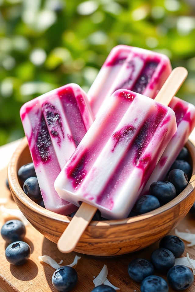 refreshing blueberry coconut popsicles