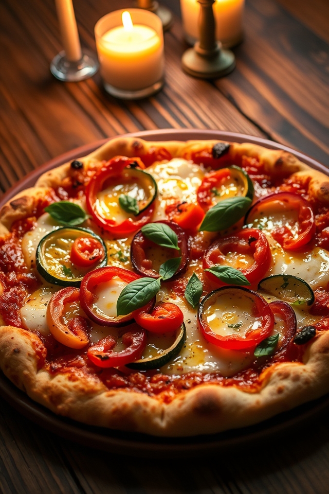 roasted vegetable cheese pizza