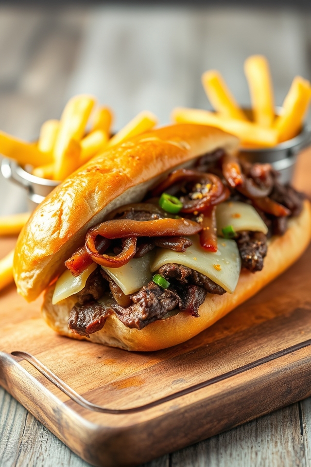 saucy steak in hoagie
