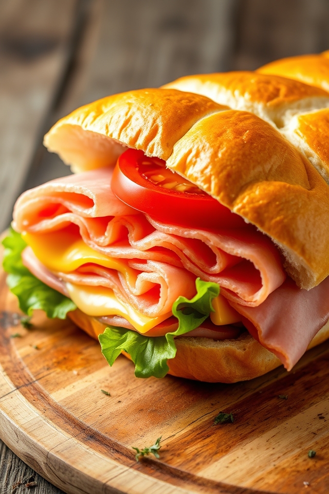 savory ham and cheese sandwich