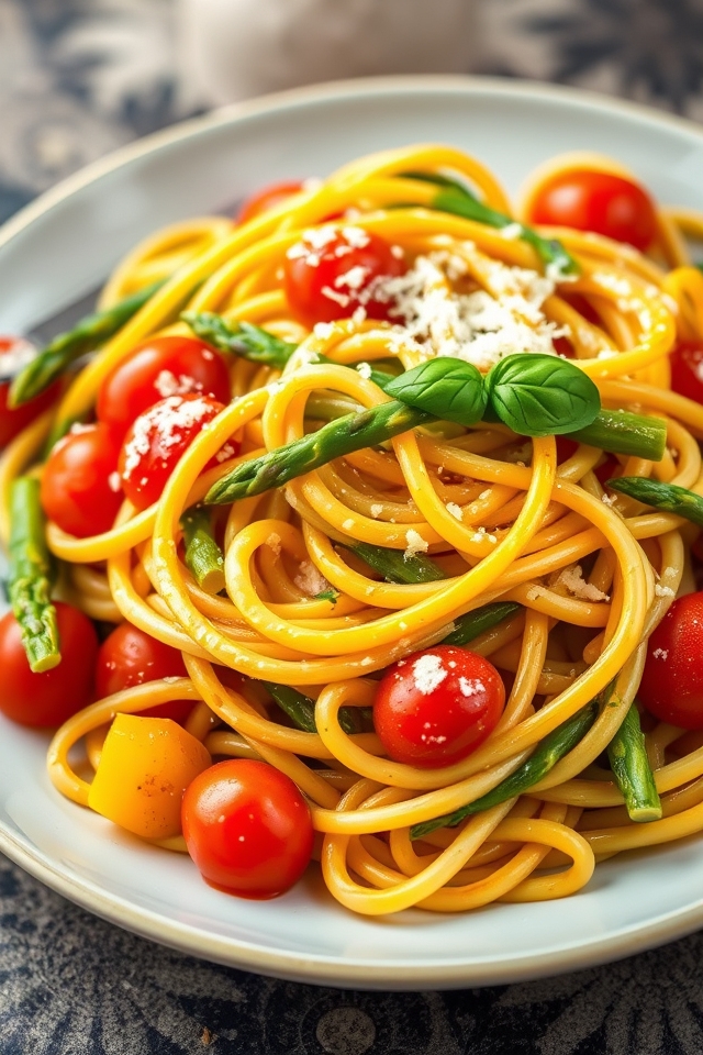 seasonal vegetable pasta dish