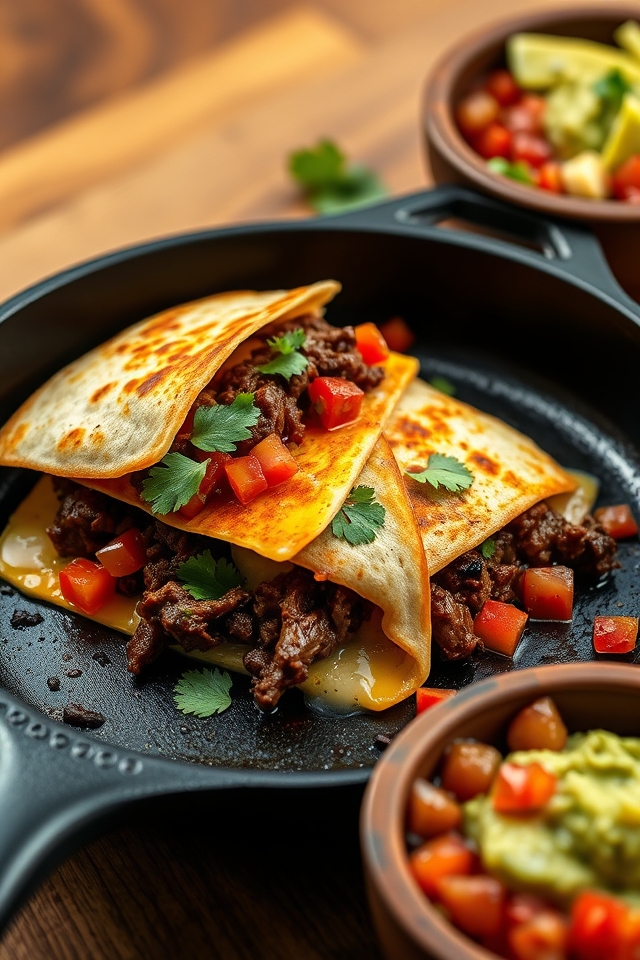 seasoned beef taco quesadilla