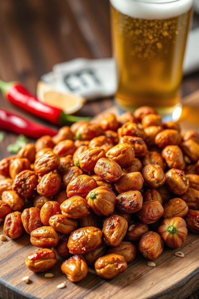 spicy beer flavored toasted nuts