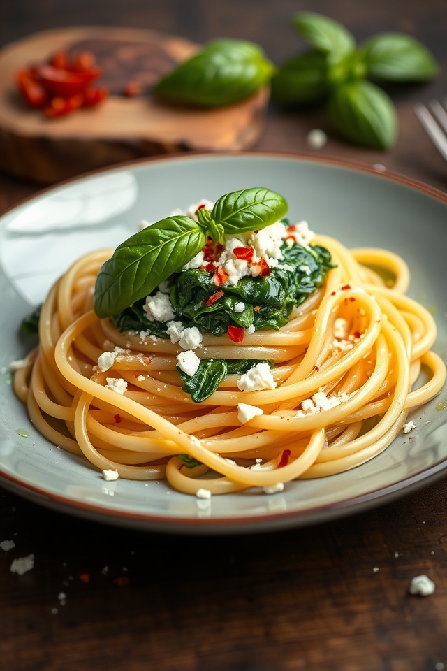 spinach ricotta stuffed linguine