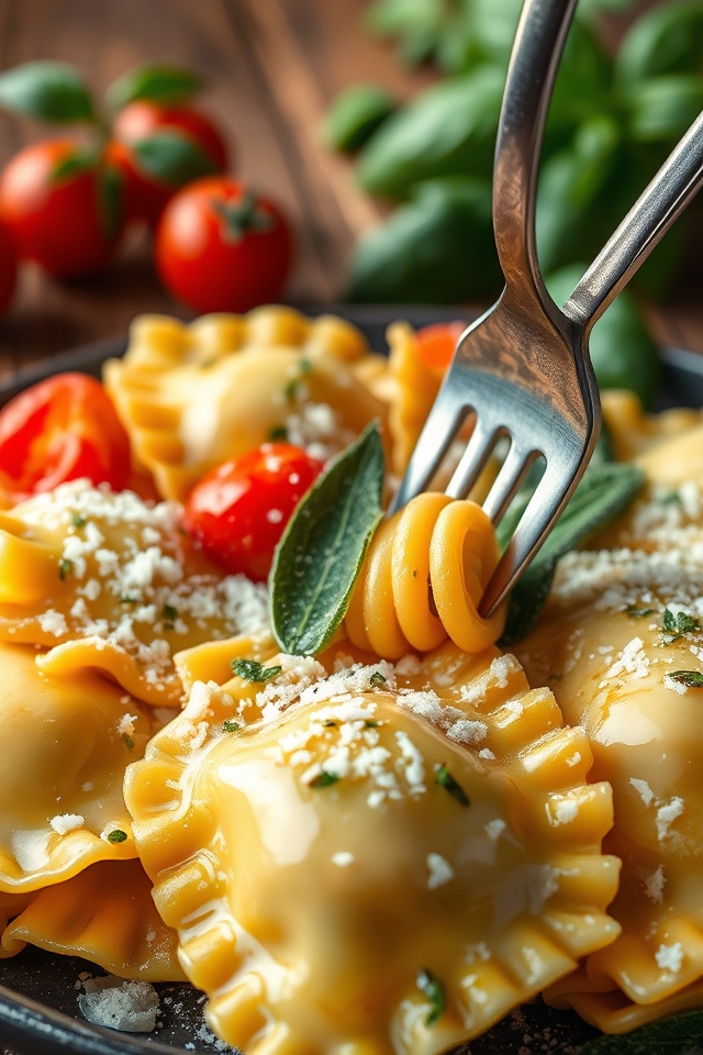 stuffed pasta with sauces