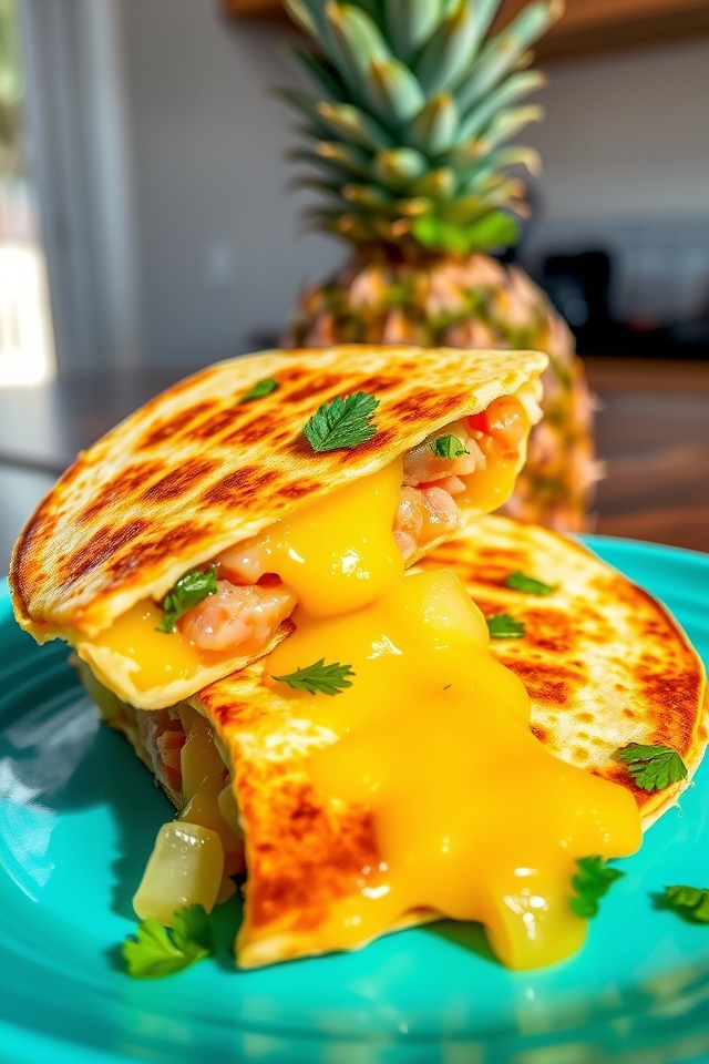 tropical ham and pineapple quesadilla