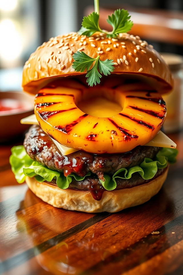 tropical teriyaki cheeseburger delight