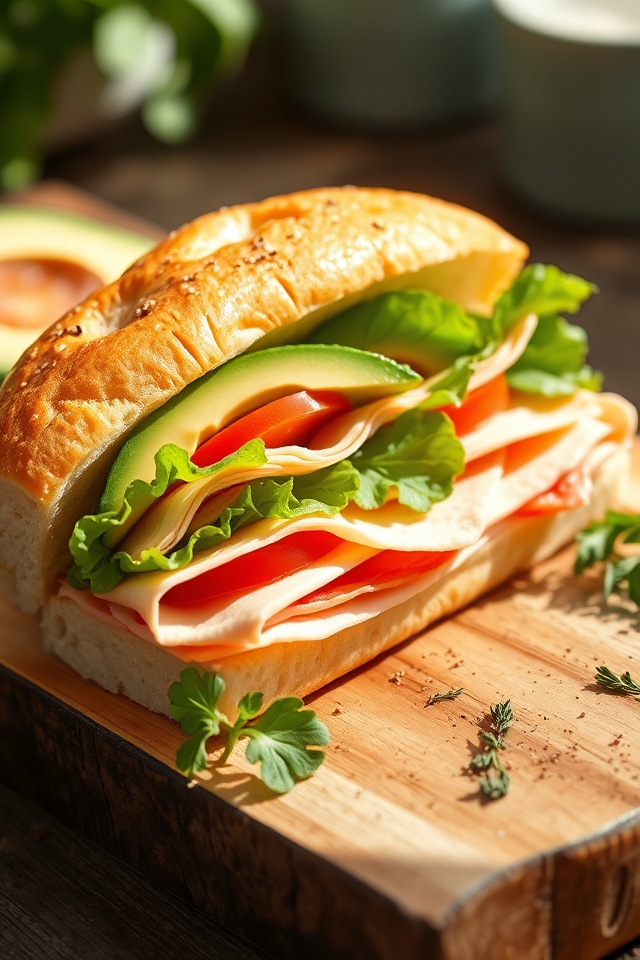turkey avocado hoagie delight
